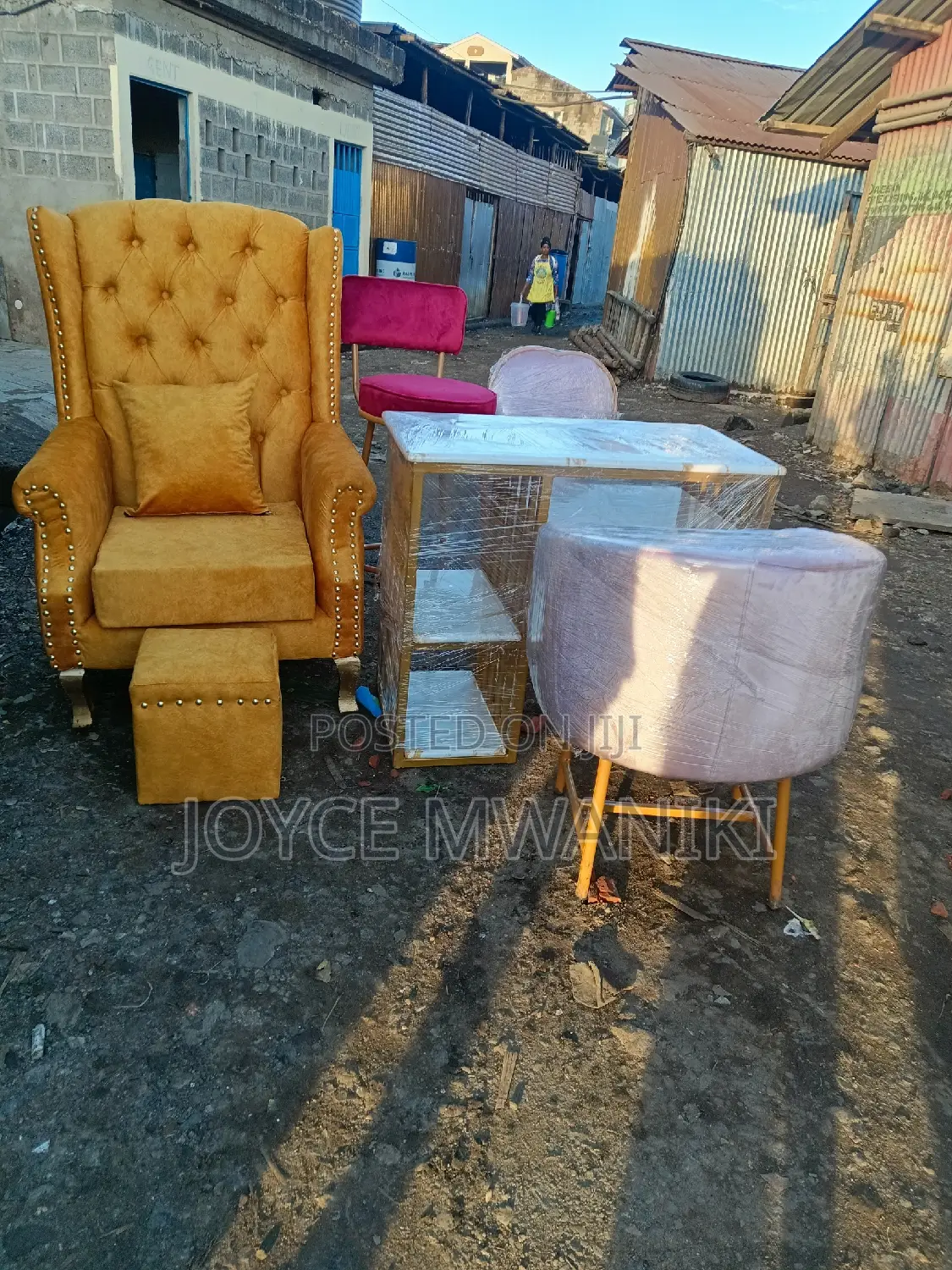 Pedicure Seat and a Puff, Manicure Set and a Reception Stool
