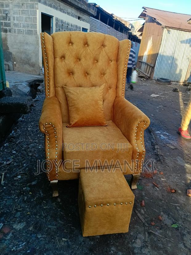 Pedicure Seat and a Puff, Mustard Yellow