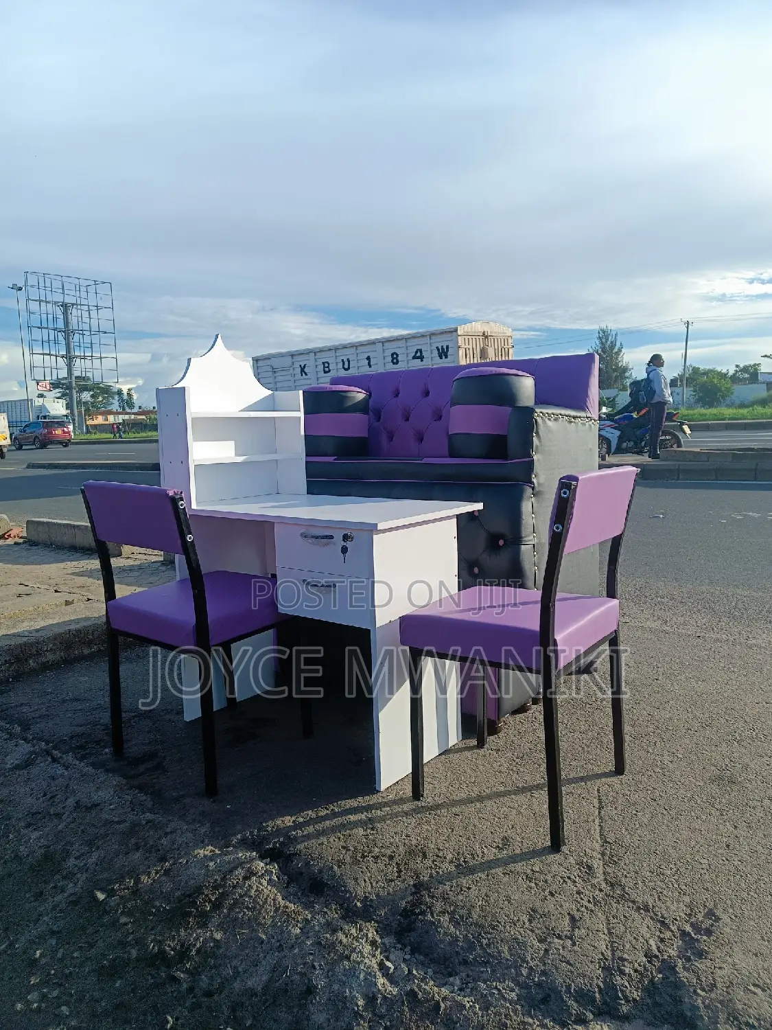 Pedicure Seat 2 Seater Purple and Black, Manicure Set 