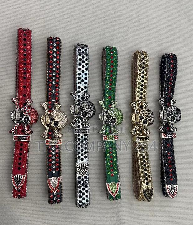 Iced Gold and Silver Skull Vintage Bb Simon Simone Belts - main view