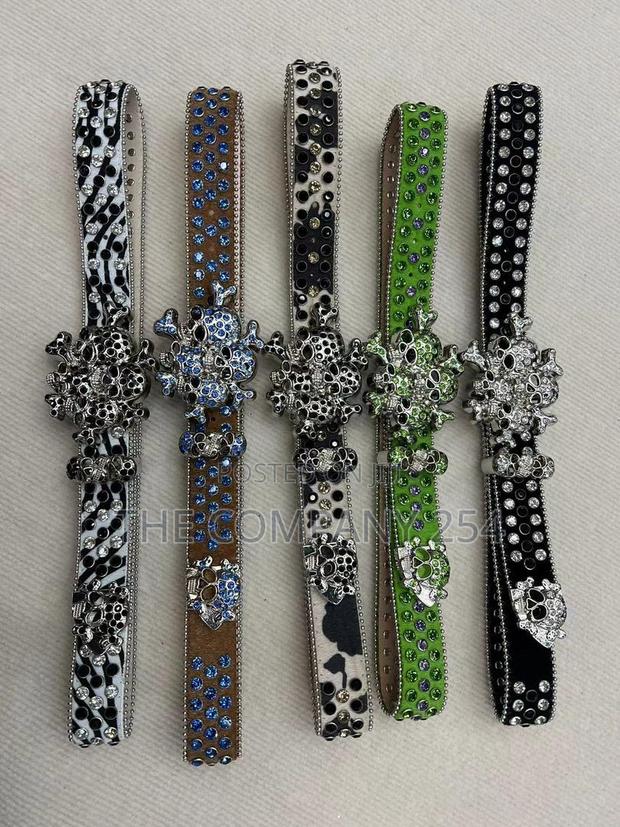 Iced Gold and Silver Skull Vintage Bb Simon Simone Belts - thumbnail 3