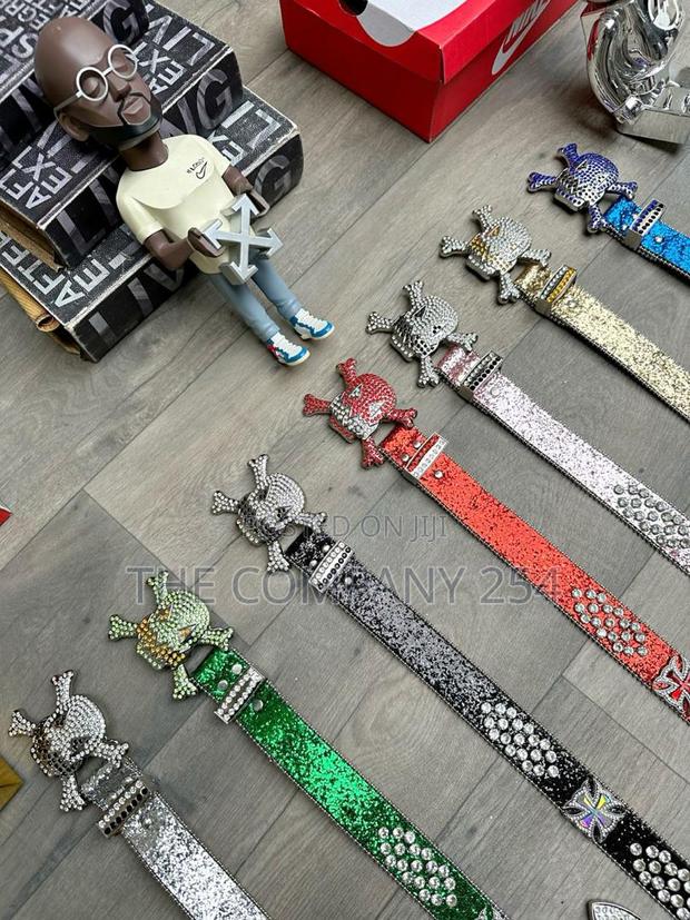 Iced Gold and Silver Skull Vintage Bb Simon Simone Belts - thumbnail 10