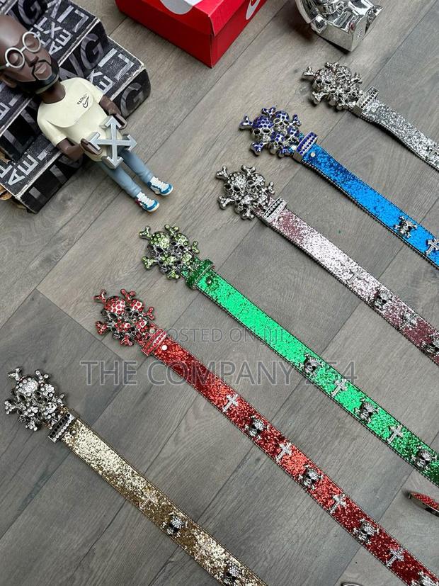 Iced Gold and Silver Skull Vintage Bb Simon Simone Belts - thumbnail 11