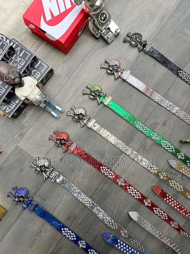 Iced Gold and Silver Skull Vintage Bb Simon Simone Belts - thumbnail 16