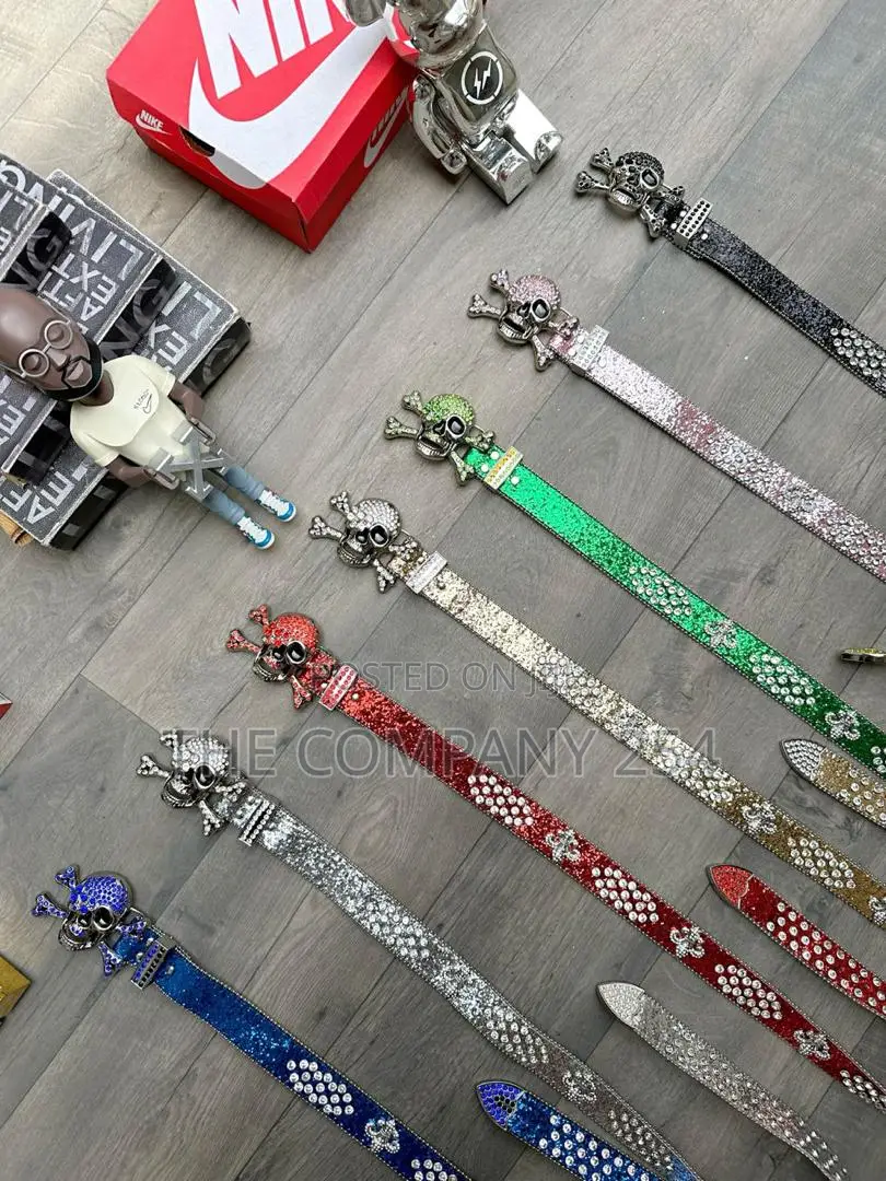 Iced Gold and Silver Skull Vintage Bb Simon Simone Belts