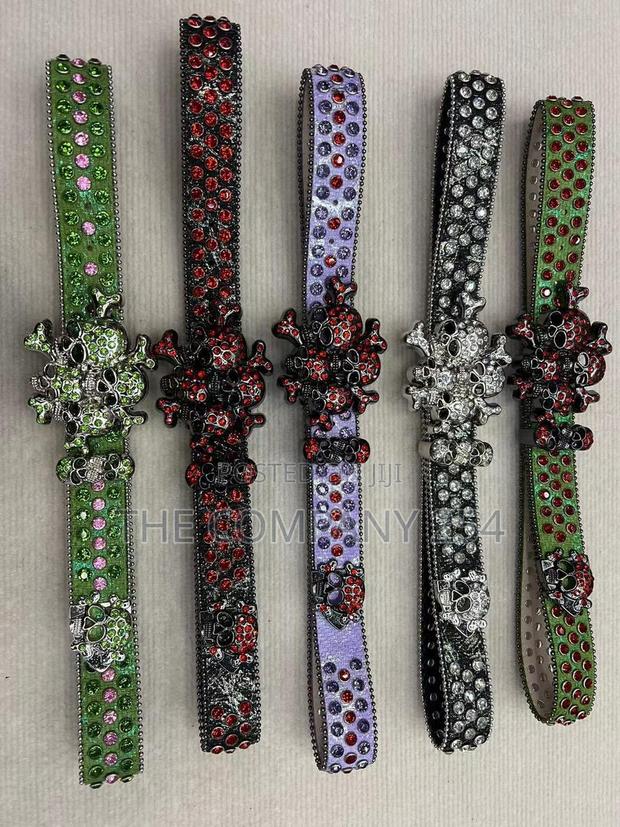 Iced Gold and Silver Skull Vintage Bb Simon Simone Belts - thumbnail 19