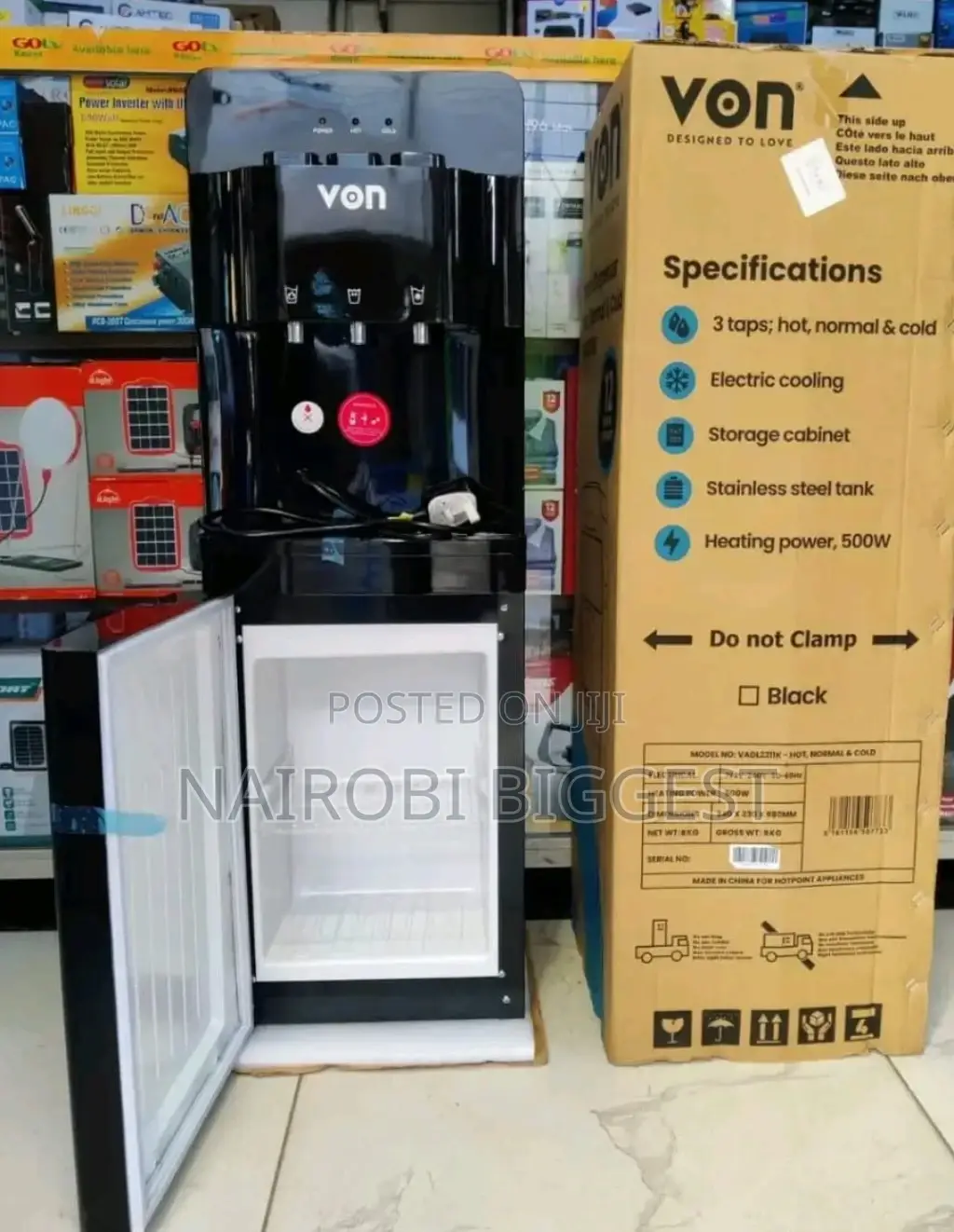 Brand New Von Black 3 Tops Water Dispenser
