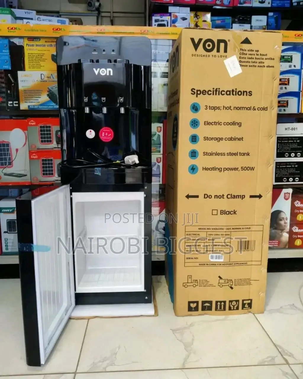 Original Quality New Von Black 3 Tops Water Dispenser
