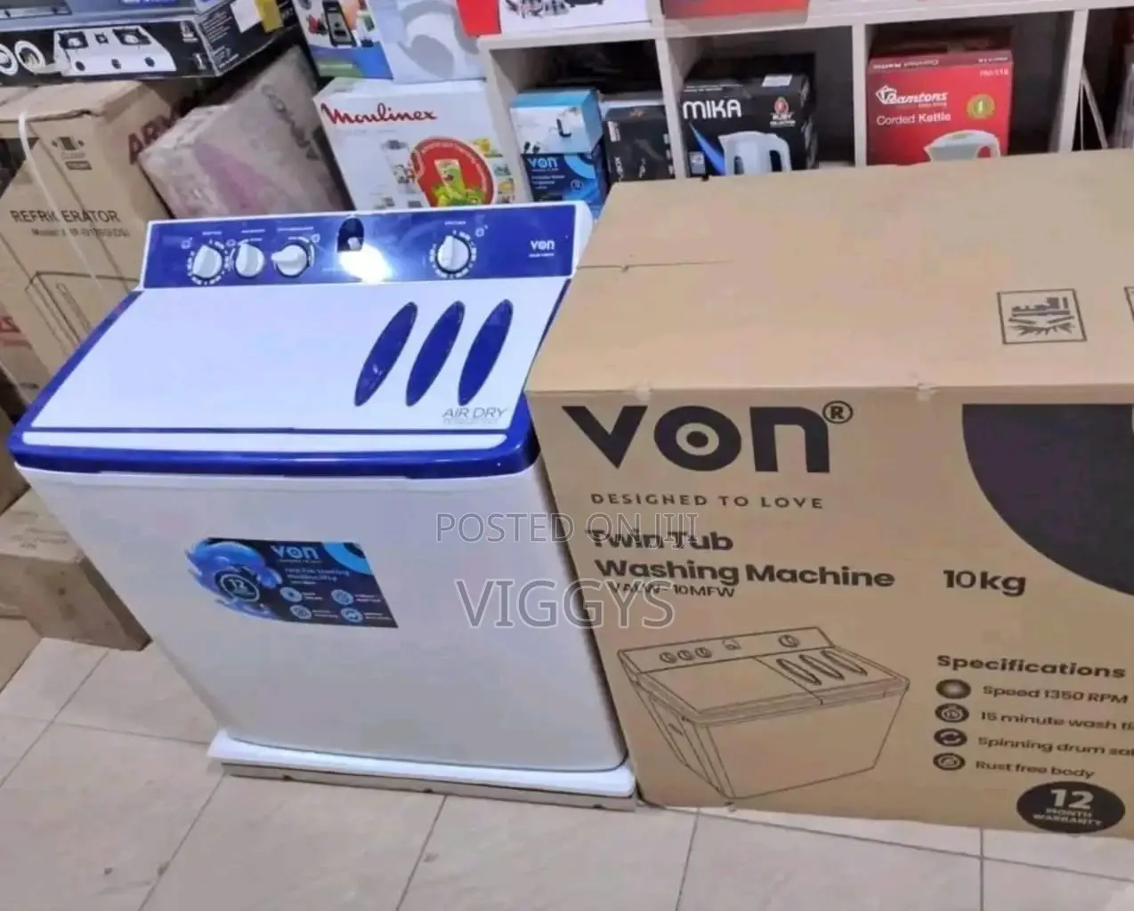 Amazing 10kg Von Twin Tub Washing Machine