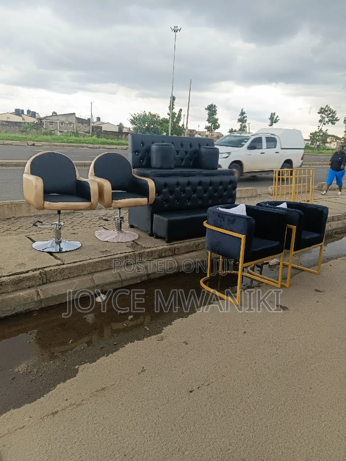 Salon Chairs 2, Pedicure Seat 3 Seater, and 2 Manicure Seats