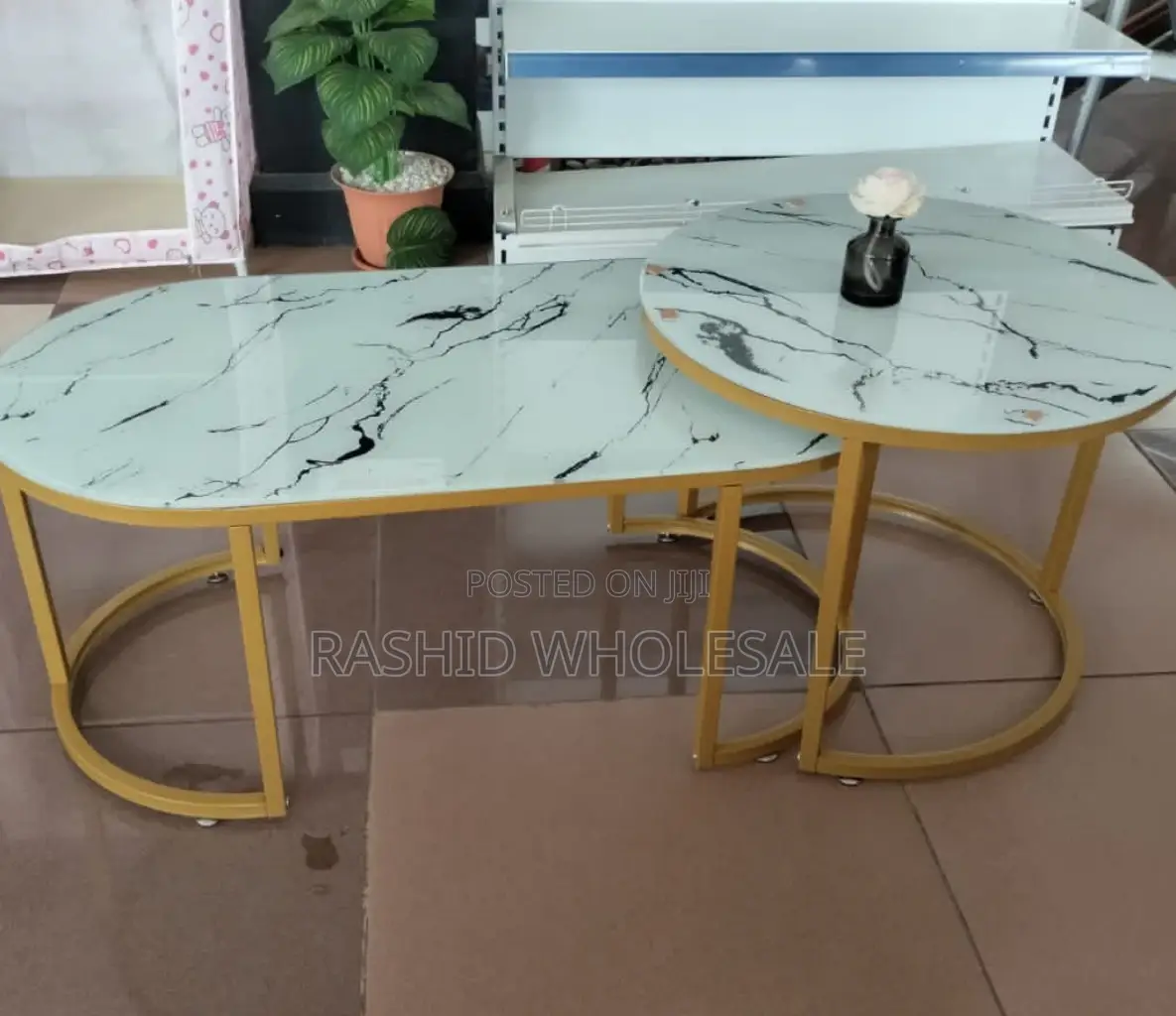 White Table Marble Glass Effect