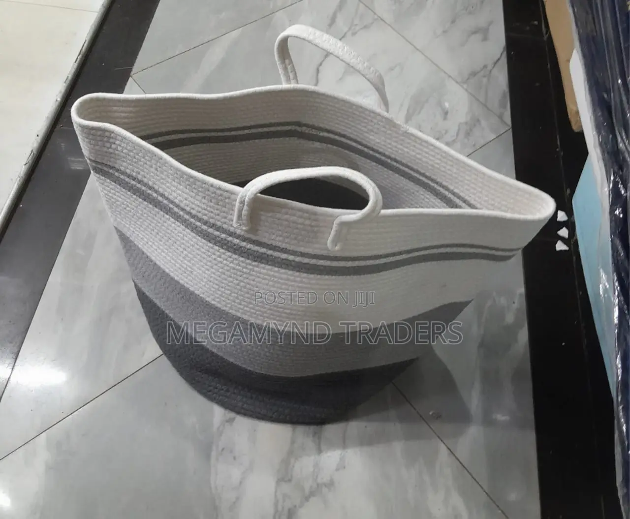 Large Cotton Rope Basket/Laundry Basket Woven/Kiondo