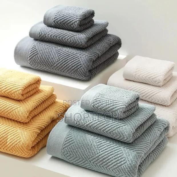 3pcs/Pack Long-Staple Cotton Bath Towel Face Towel Set - thumbnail 2