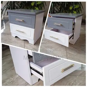 Wooden Bedside Drawer(White / Gray )