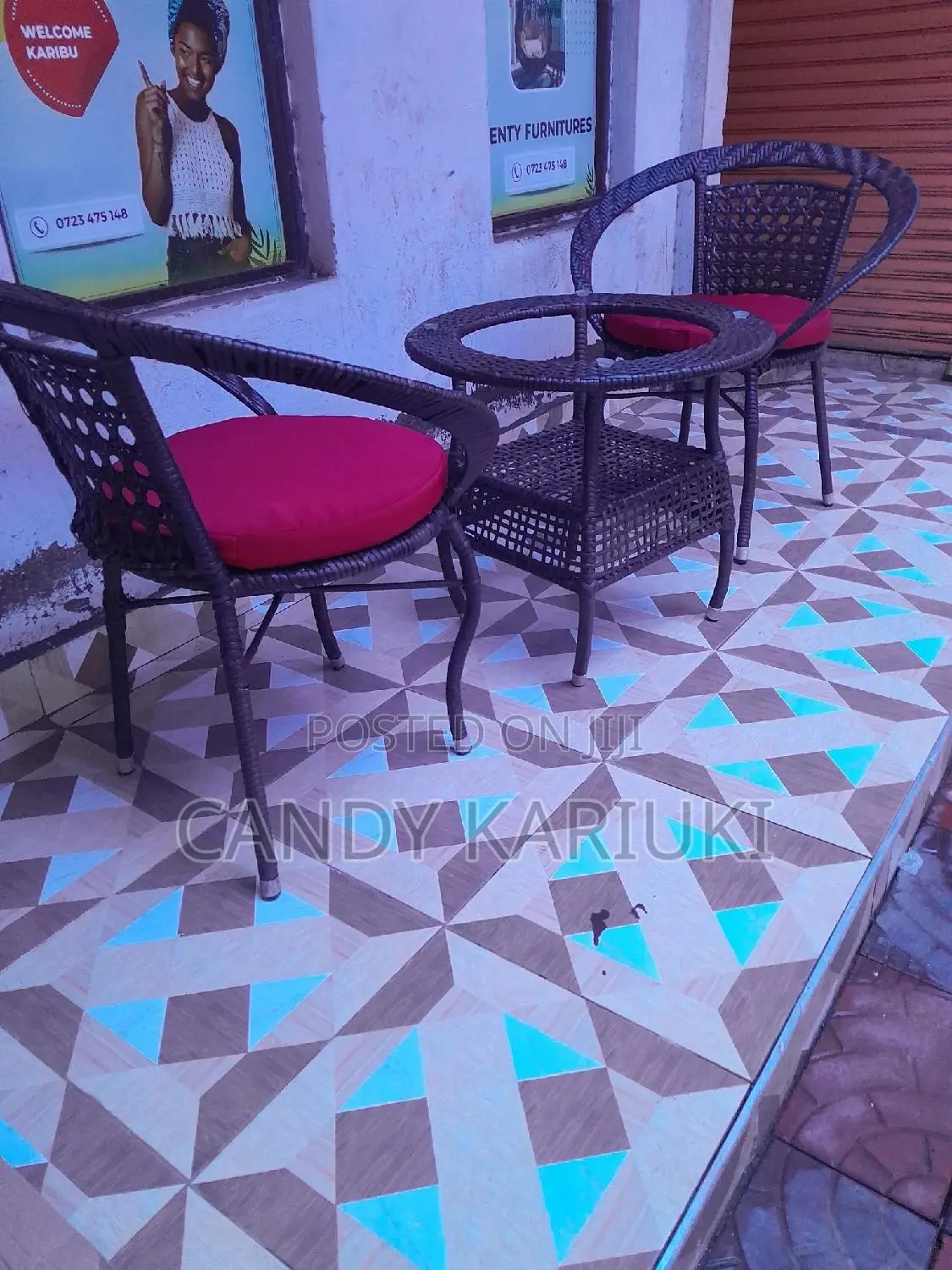 Modern Cushioned 2 Seater Outdoor Set