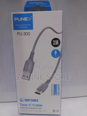 Punex Type C Fast Charging Cables 2metres Long, 3.1A