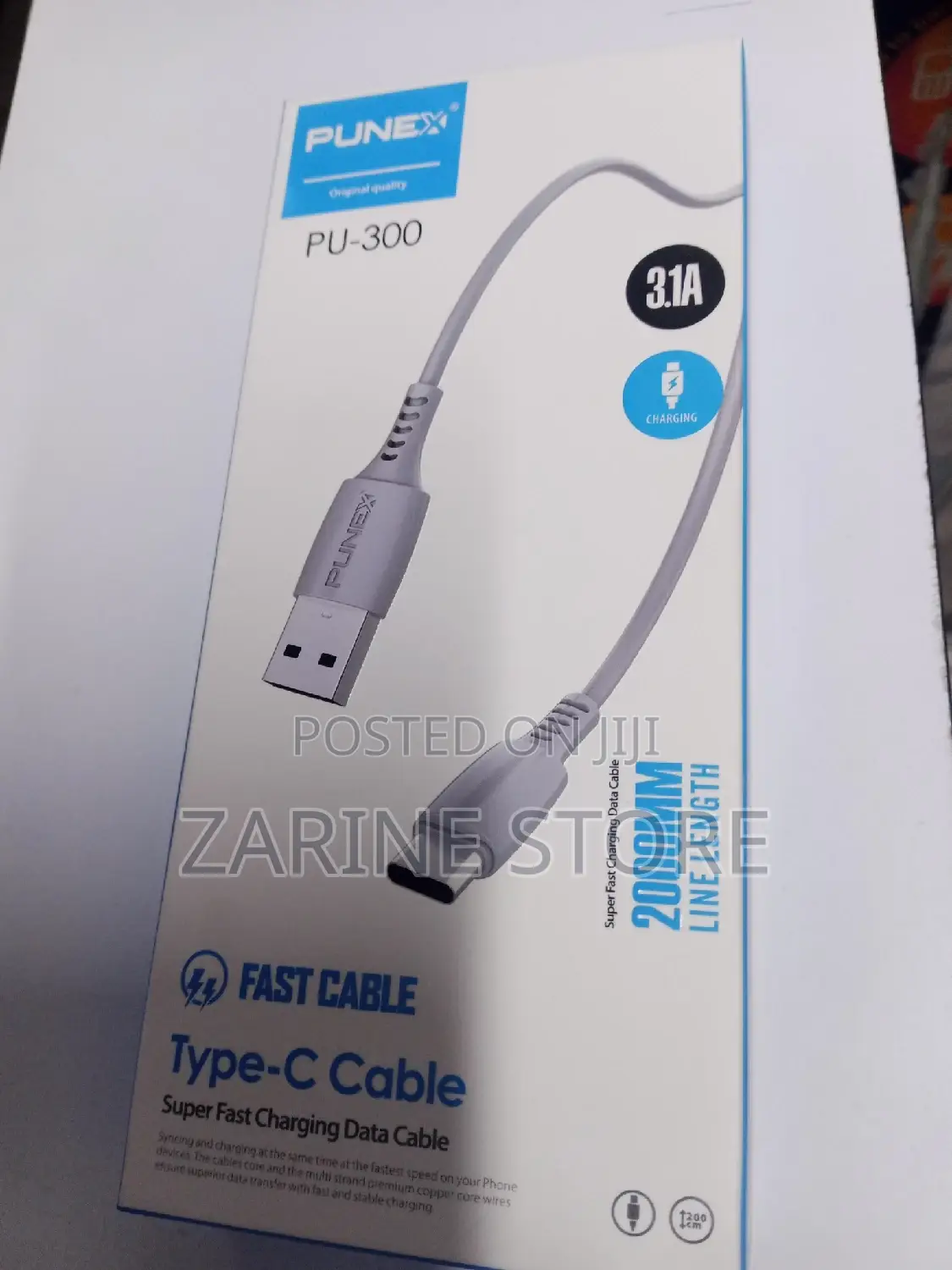 Punex Type C Fast Charging Cables 2metres Long, 3.1A