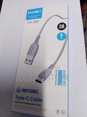 Punex Type C Fast Charging Cables 2metres Long, 3.1A