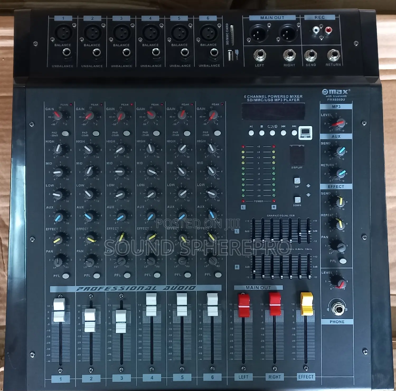 Max PMX608 USB 6 Channel Powered Mixer