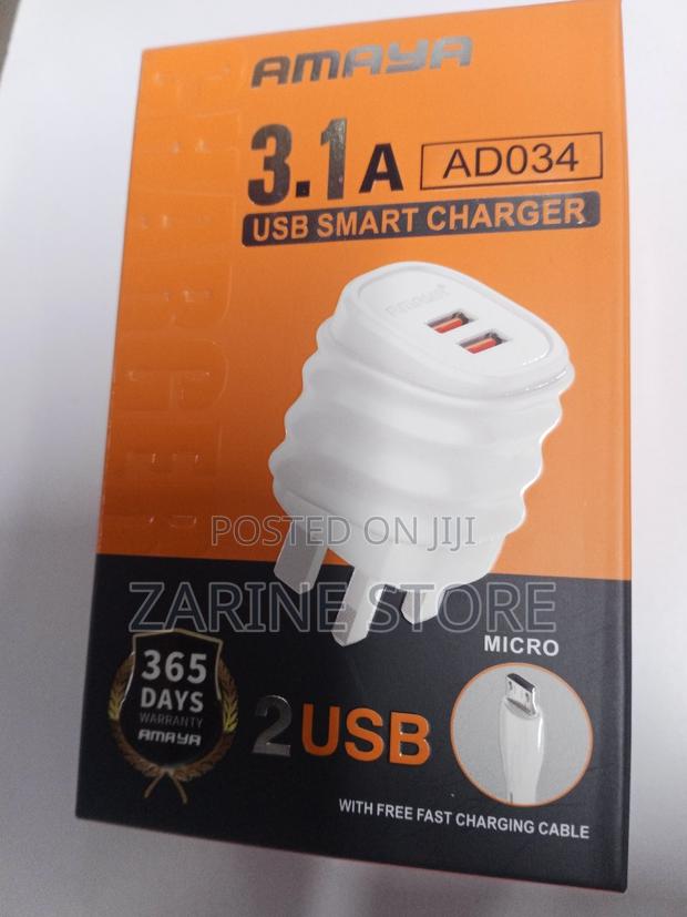 Amaya Micro Charger, Dual USB Port With Free Cable - thumbnail 3