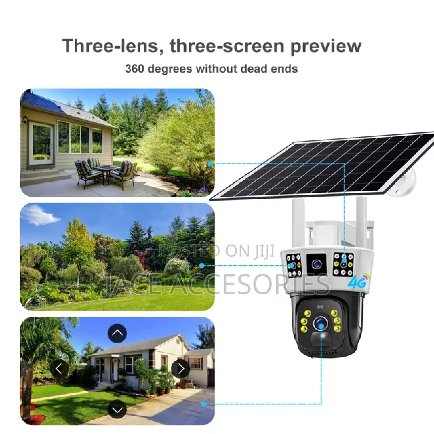 Latest 3 Lens 4g Solar CCTV Camera (Simcard)