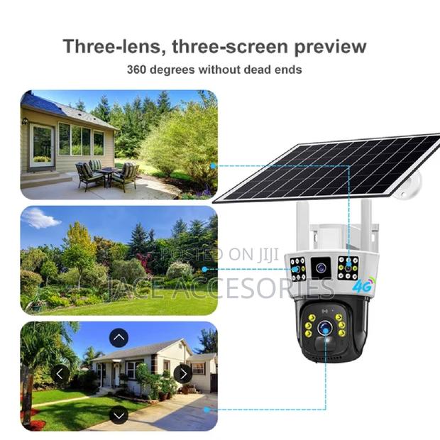 Latest 3 Lens 4g Solar CCTV Camera (Simcard) - thumbnail 2