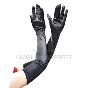 Black Long Satin Gloves - thumbnail 2