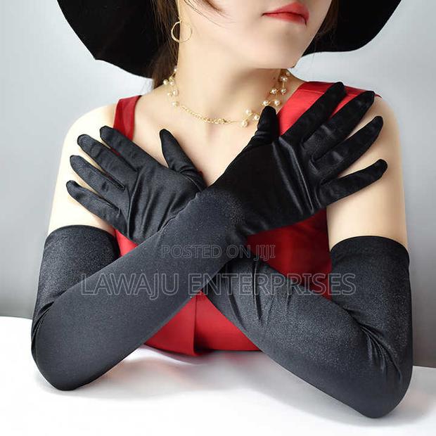 Black Long Satin Gloves - thumbnail 3
