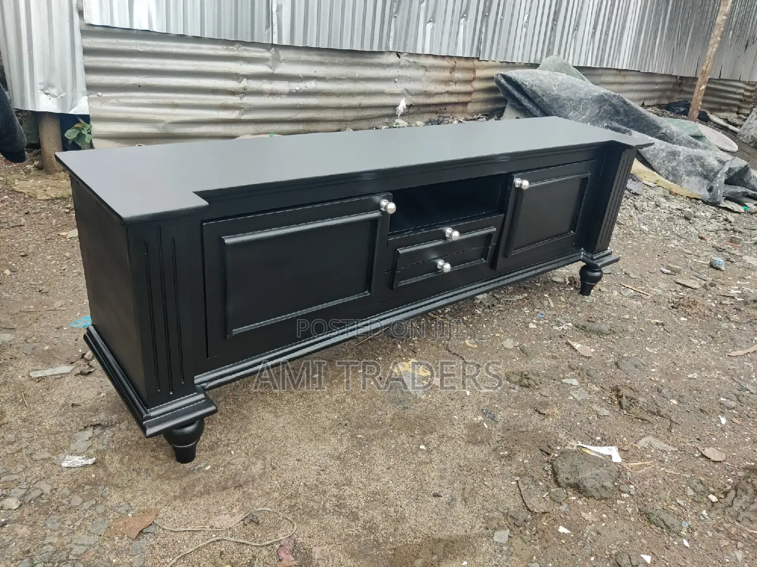 Contemporary Black Tv Stand (6ft)