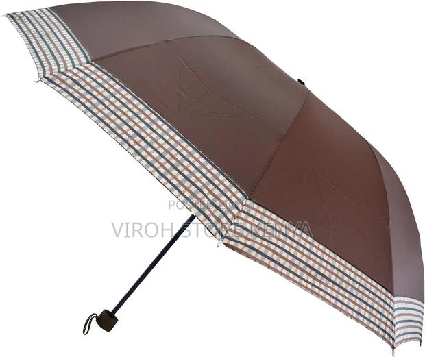 Foldable Umbrella Checked End Pocket Umbrella - Light Brown - main view