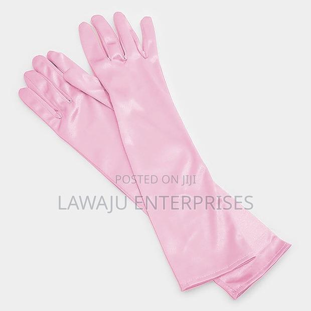 Long Pink Opera Satin Gloves - main view