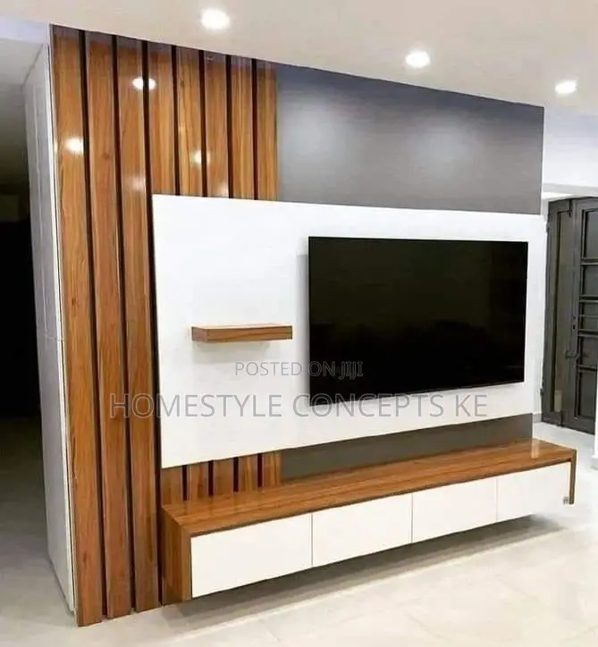 Modern Tv Fluted Panels Marble Cabinets Nich