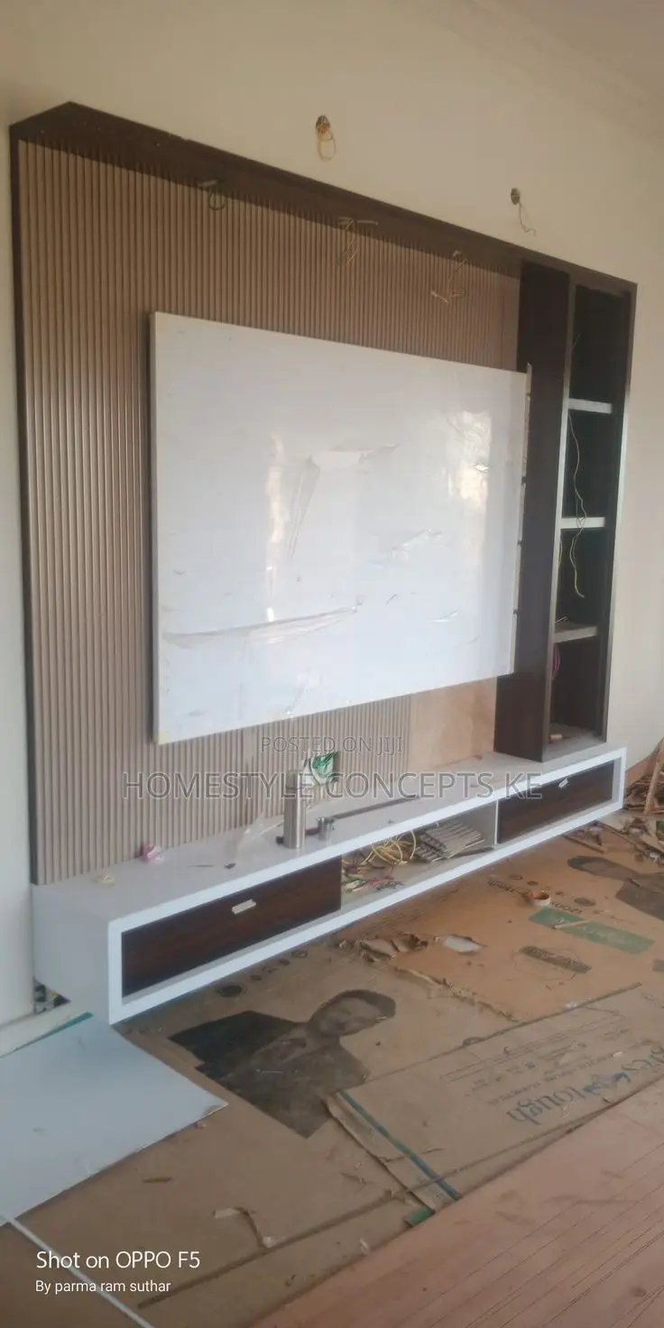 Modern Tv Fluted Panels Marble Cabinets Nich