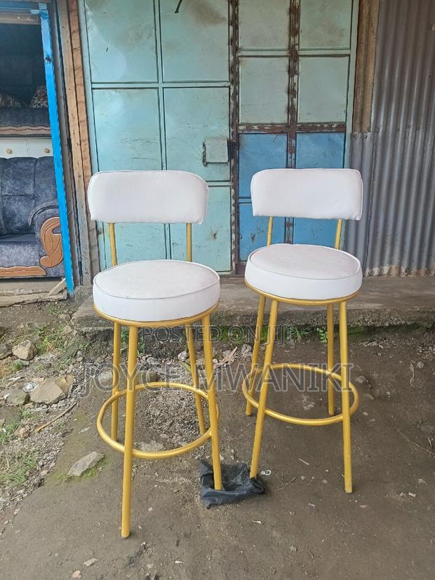 Counter Stools, White and Gold Colour Metal  - thumbnail 2