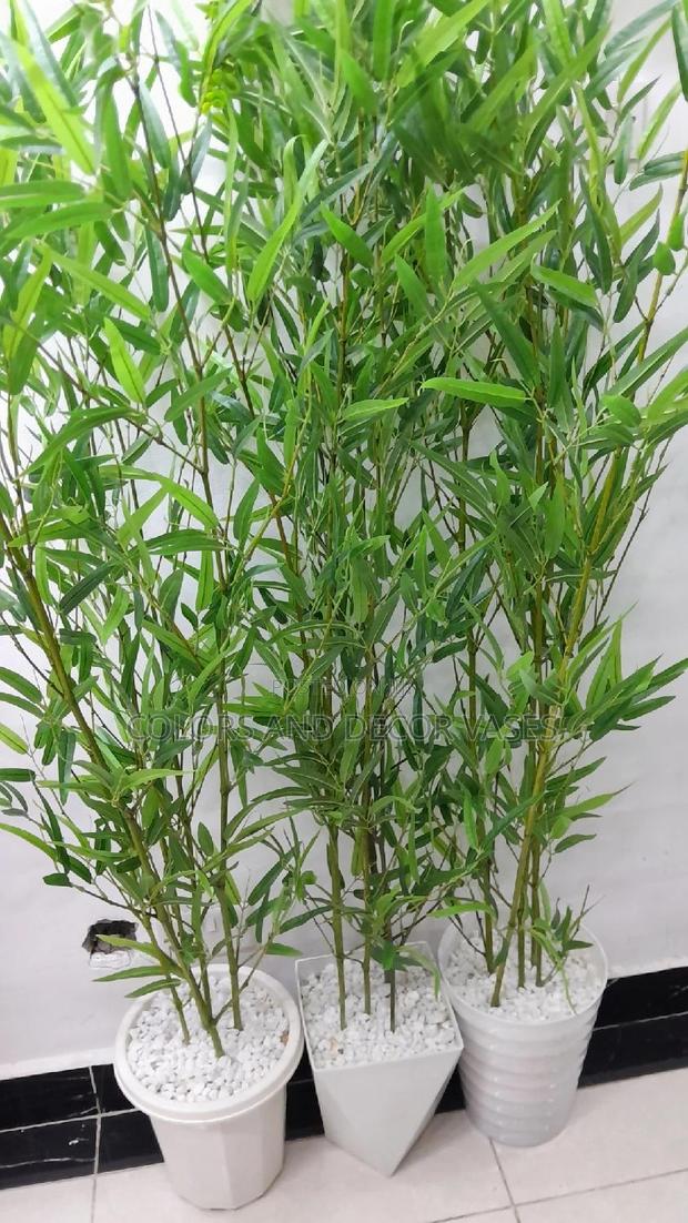 1.5m Artificial Bamboo Sticks With Plastic Vase and Pebbles