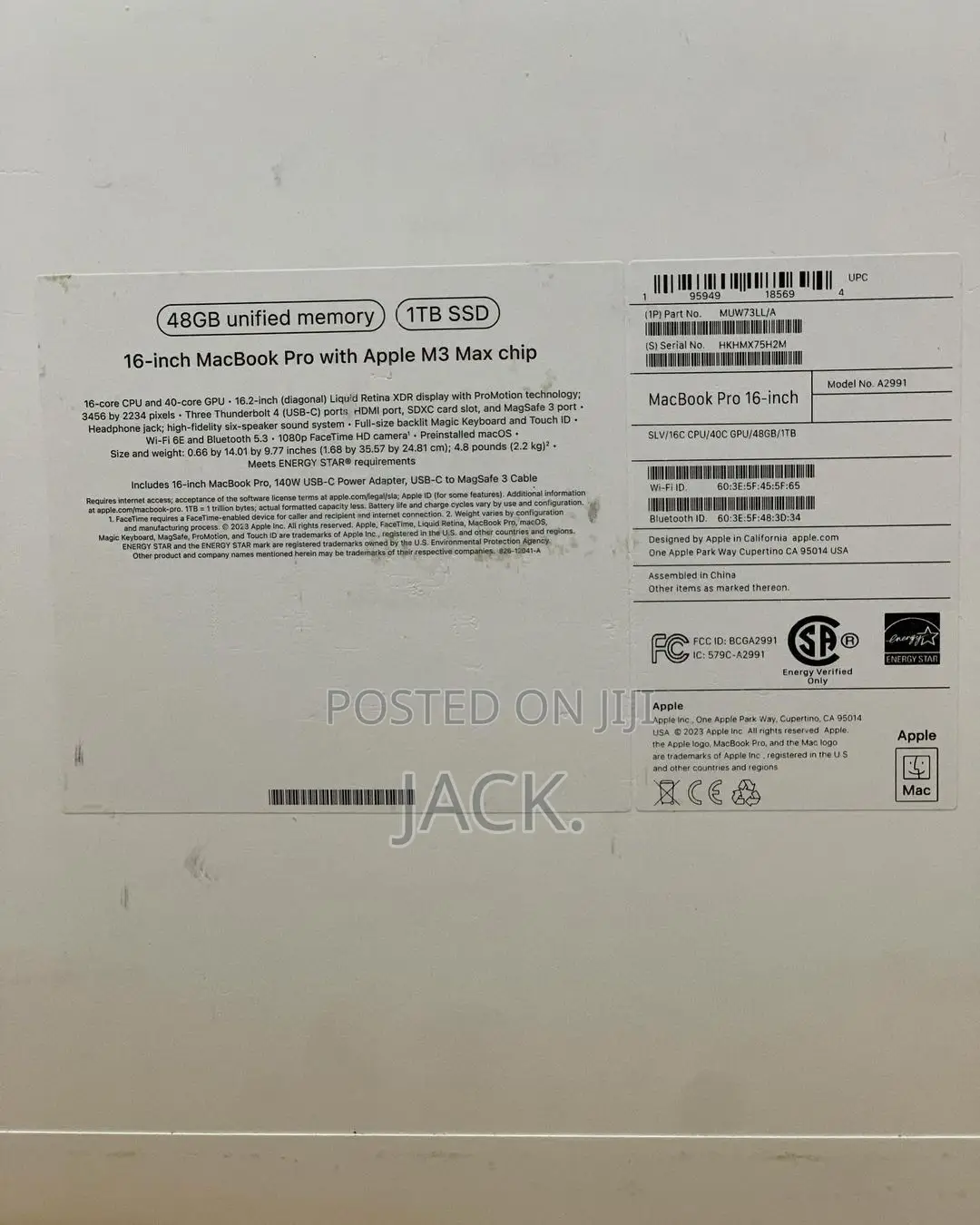 New Apple MacBook Pro 2023 M3 Max 16-Inch 36GB Apple M3 Max SSD 1T