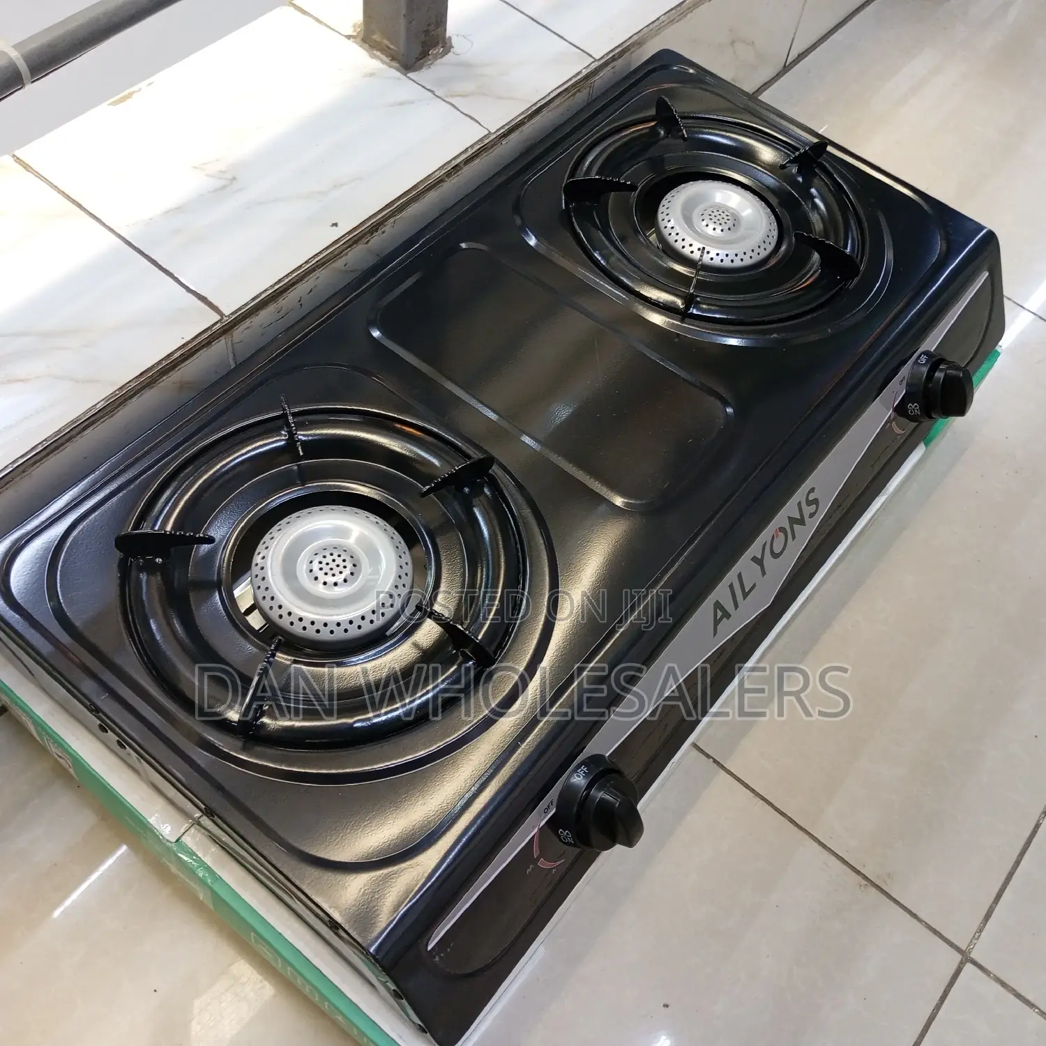 GS013-2 Gas Cooker Stainless Steel 2 Burner Black Ailyons