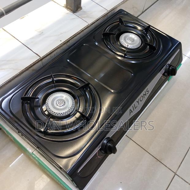 GS013-2 Gas Cooker Stainless Steel 2 Burner Black Ailyons - main view