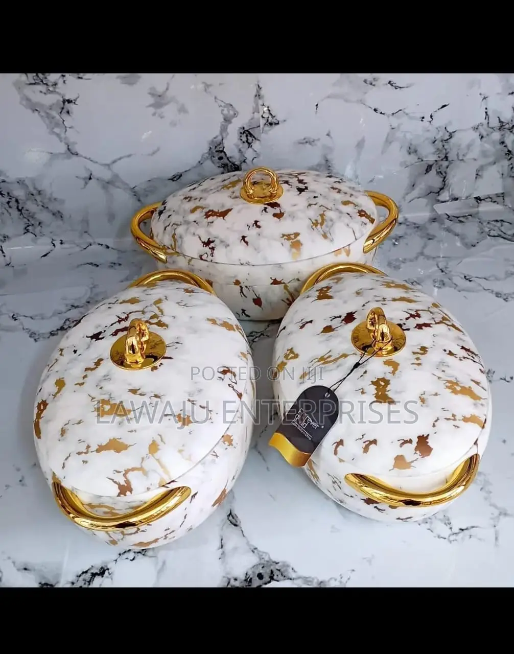 Oval Marble White Insulated Hotpots