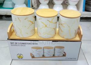3pcs Canisters With a Bamboo Base Stand - main view