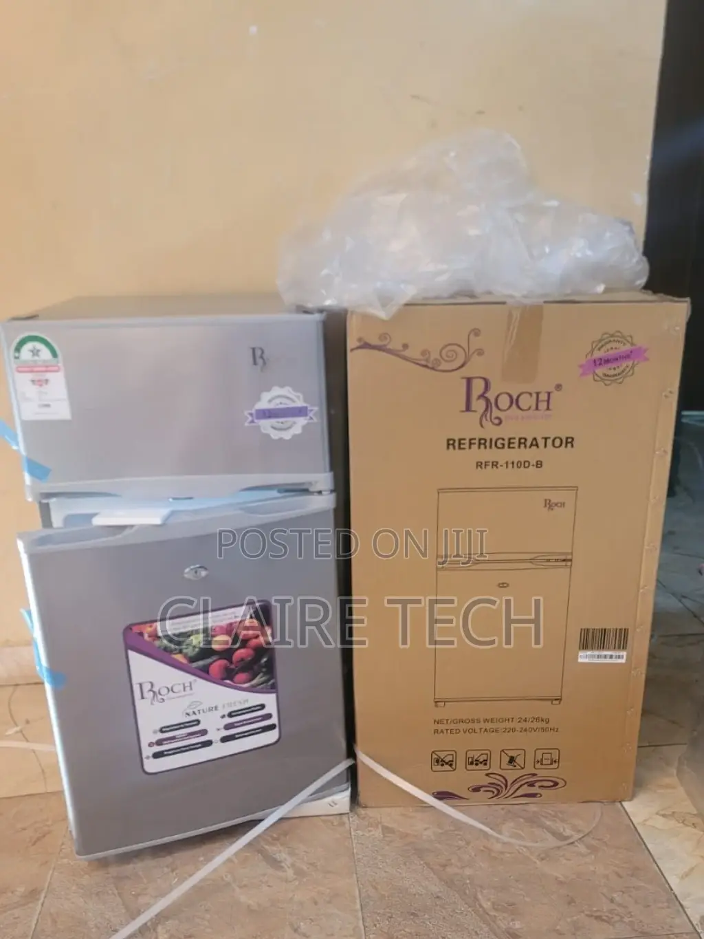 Silver Roch 85L Double Door Fridge RFR-110D-B