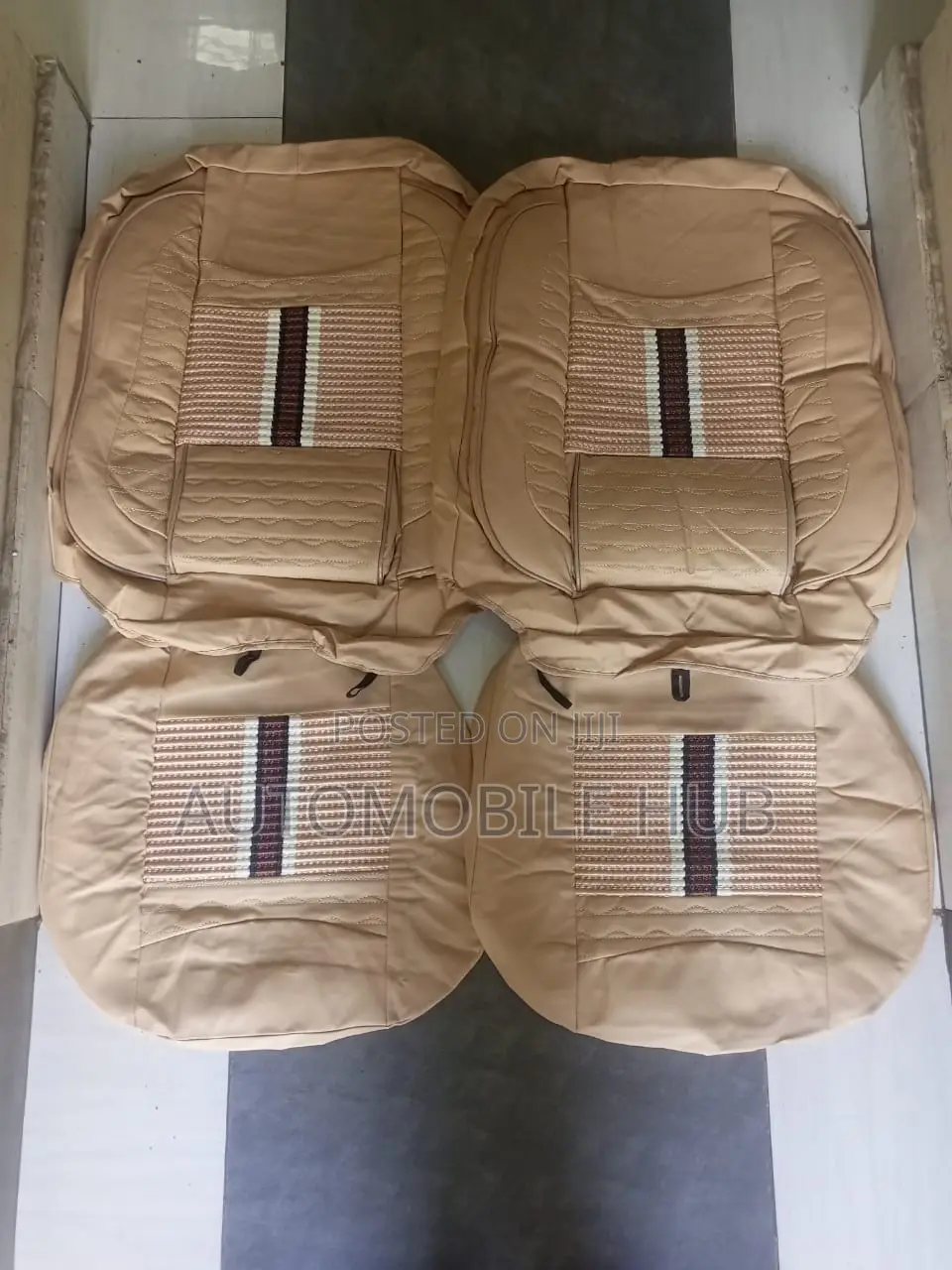 Beige Synthetic Leather Seat Covers