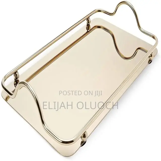 Nordic Style Decorative Tray With Gold Handles