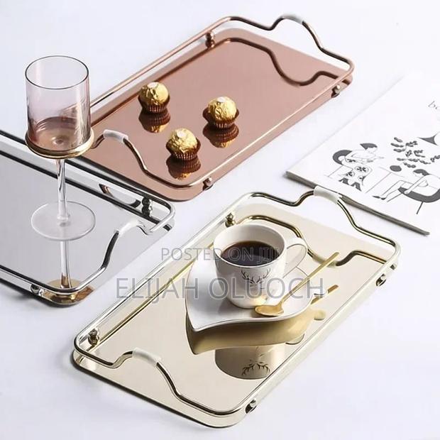 Nordic Style Decorative Tray With Gold Handles