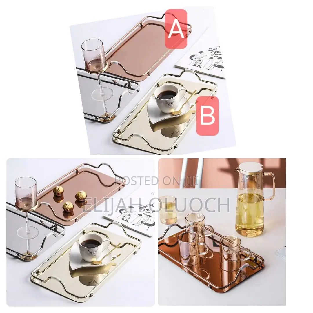 Nordic Style Decorative Tray With Gold Handles