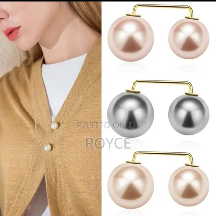 Double Pearl Safety Pin Decorative Brooches ( 2pcs Set)