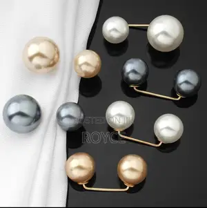 Double Pearl Safety Pin Decorative Brooches ( 2pcs Set)