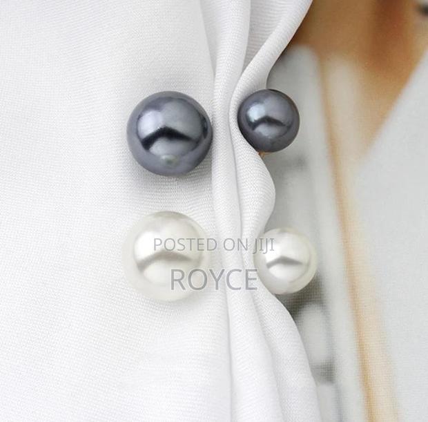 Double Pearl Safety Pin Decorative Brooches ( 2pcs Set)