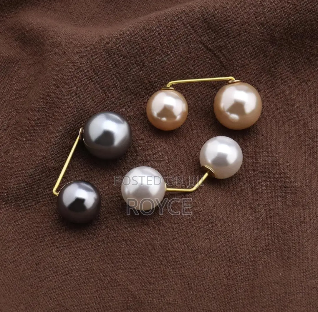 Double Pearl Safety Pin Decorative Brooches ( 2pcs Set)