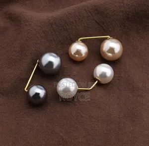 Double Pearl Safety Pin Decorative Brooches ( 2pcs Set)